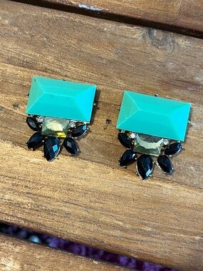 DIY pendants Aqua Geometric Statement with Black and Gold Accents Tiffany blue